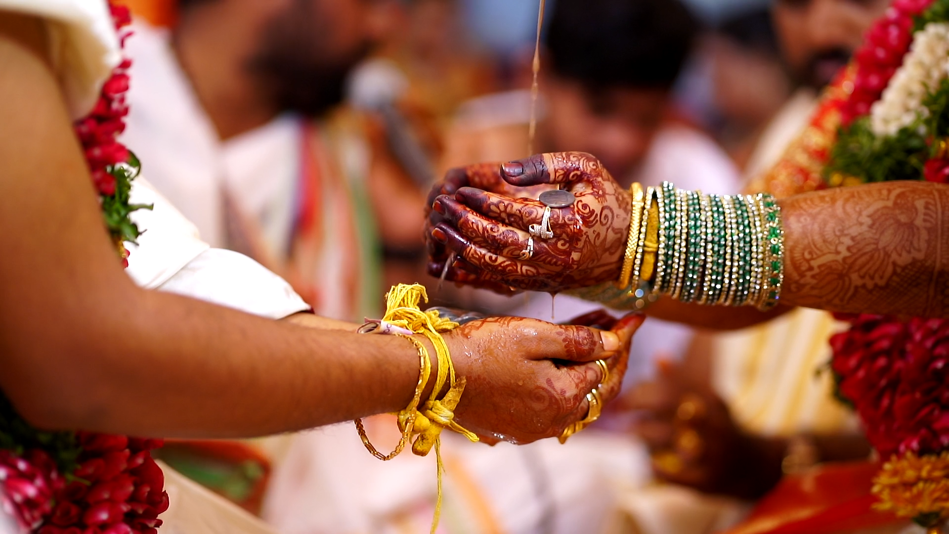 Printed wedding photograph — point your phone at this to trigger AR